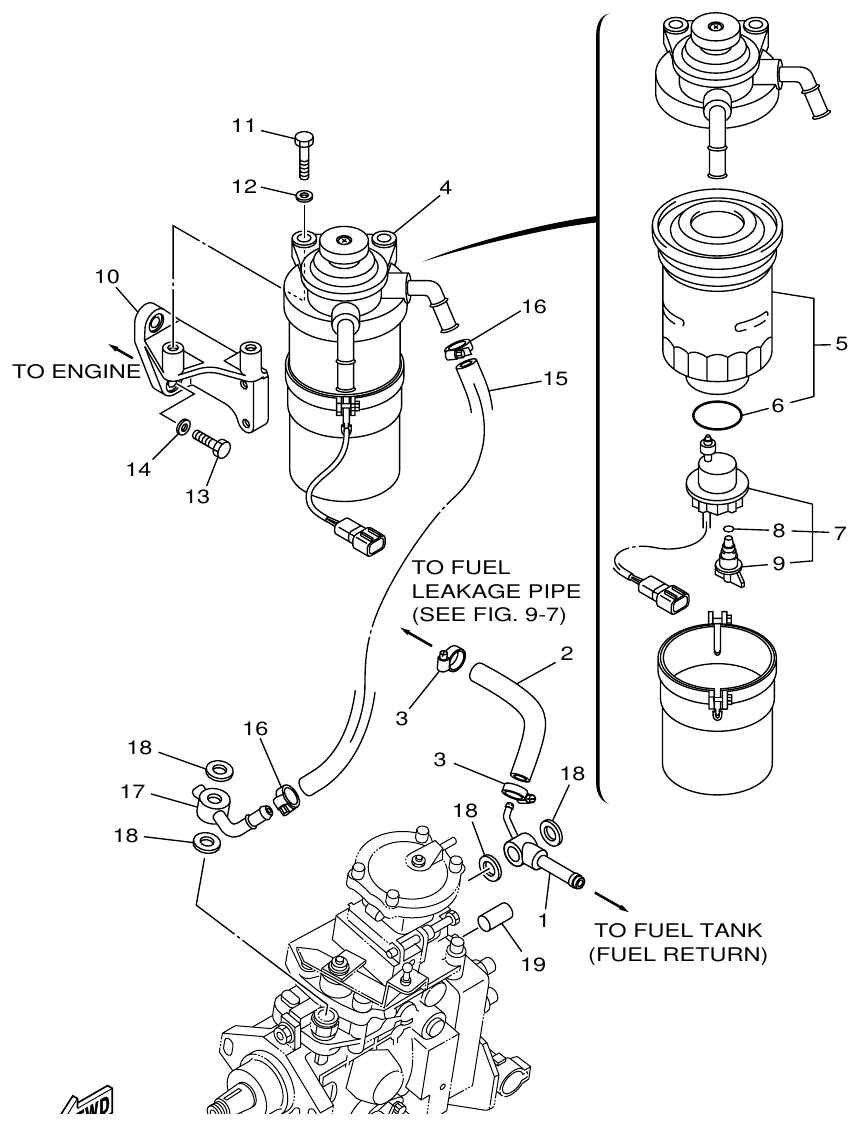 Yamaha ME422STIP2 (N601)STIP1(N611) FUEL FILTER parts diagram